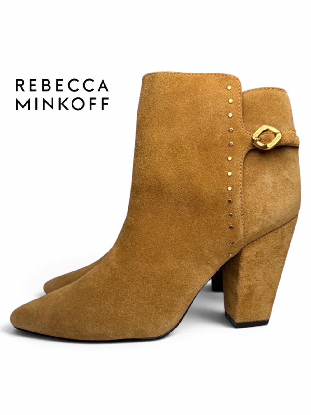 Rebecca Minkoff Darrenbty Suede Pointed Toe Ankle Boots Tan 7.5